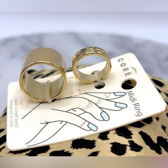 Gold Tone Midi Finger Rings Set of 2 - Picture 3 of 5